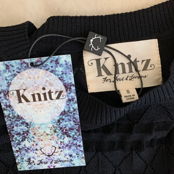 For Love & Lemons Knitz Joni Knit Top Black S NWT - Picture 4 of 6